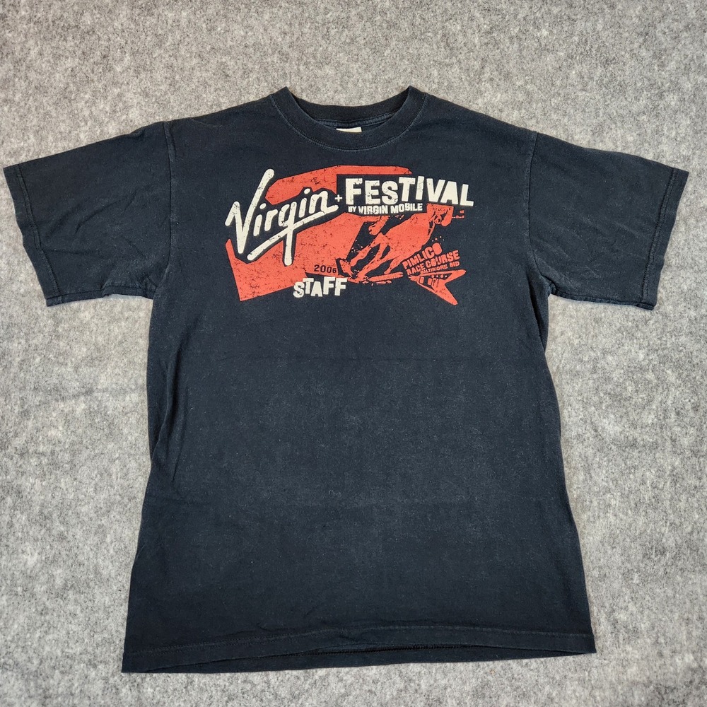 VTG Anvil Virgin Festival 2006 T Shirt M Black Concert Staff The Who Red Hot Y2K
